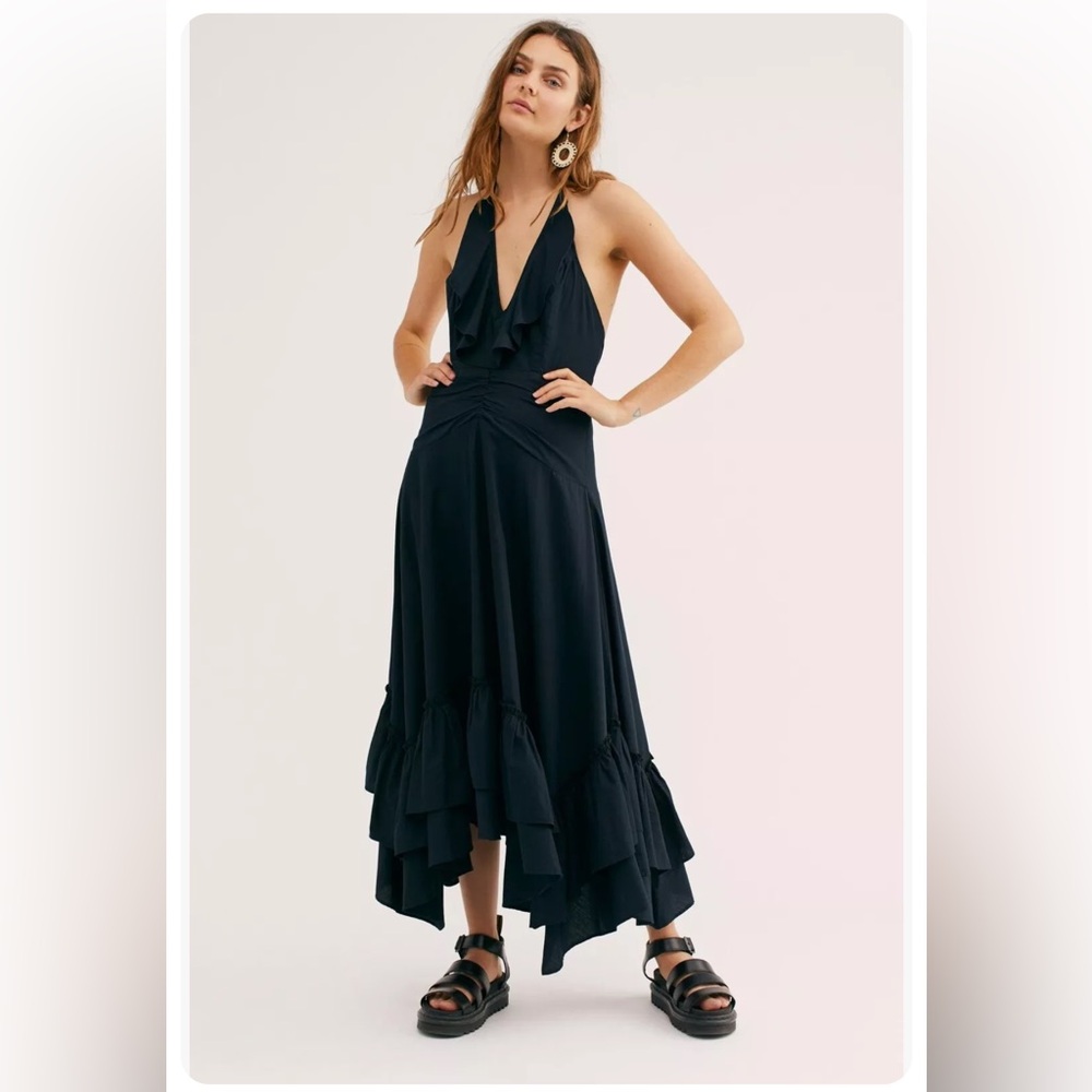 Free people Clara midi dress black small never worn - rare